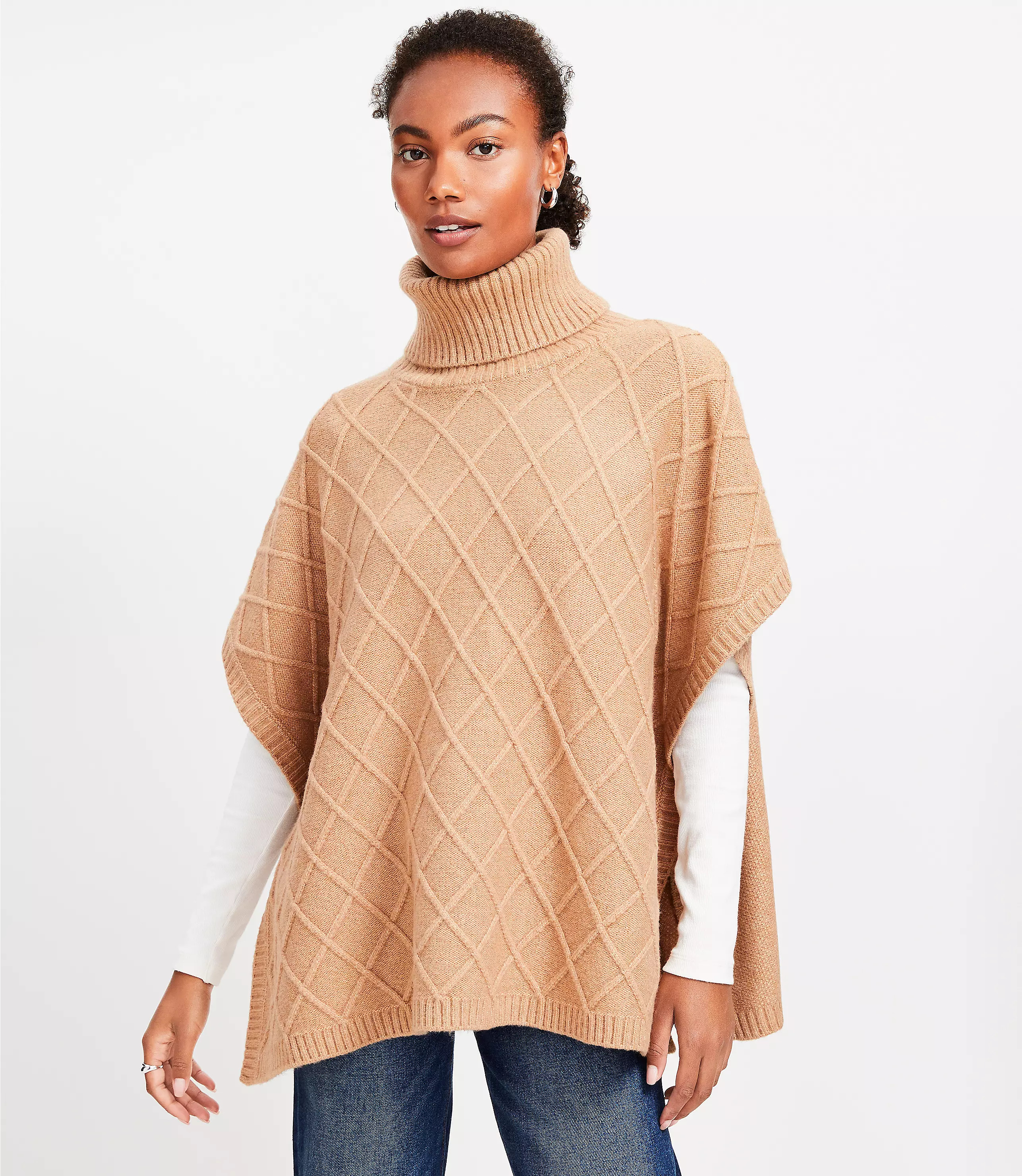 Cable Turtleneck Poncho | LOFT