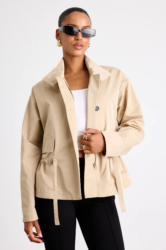 Beneva Beige Collared Cropped Trench Coat | Lulus