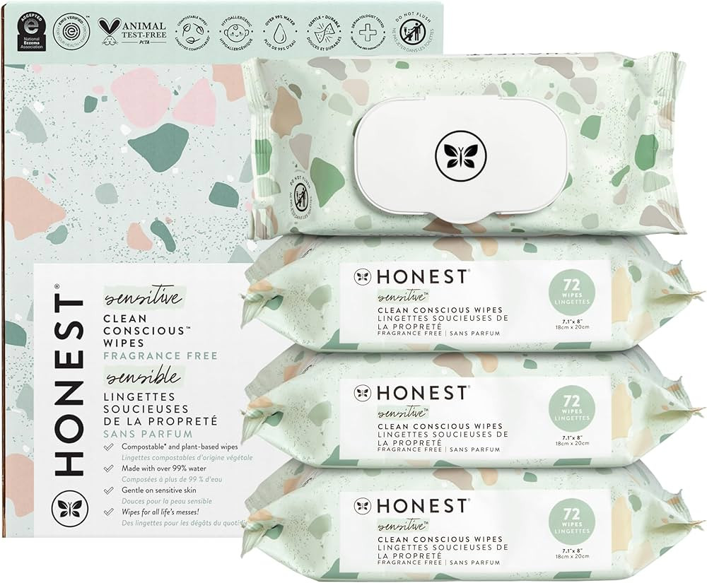 The Honest Company Clean Conscious Multi-Use Wipes | Hypoallergenic + Unscented for Sensitive Ski... | Amazon (US)