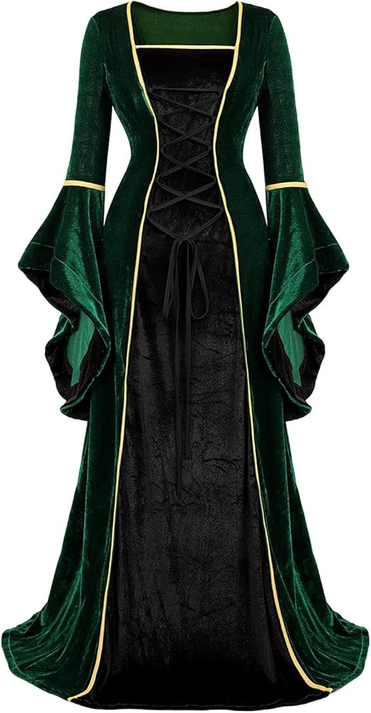 Lehauya Renaissance Costumes for Women Medieval Faire Dress Velvet Irish Dresses Halloween Costumes | Amazon (US)