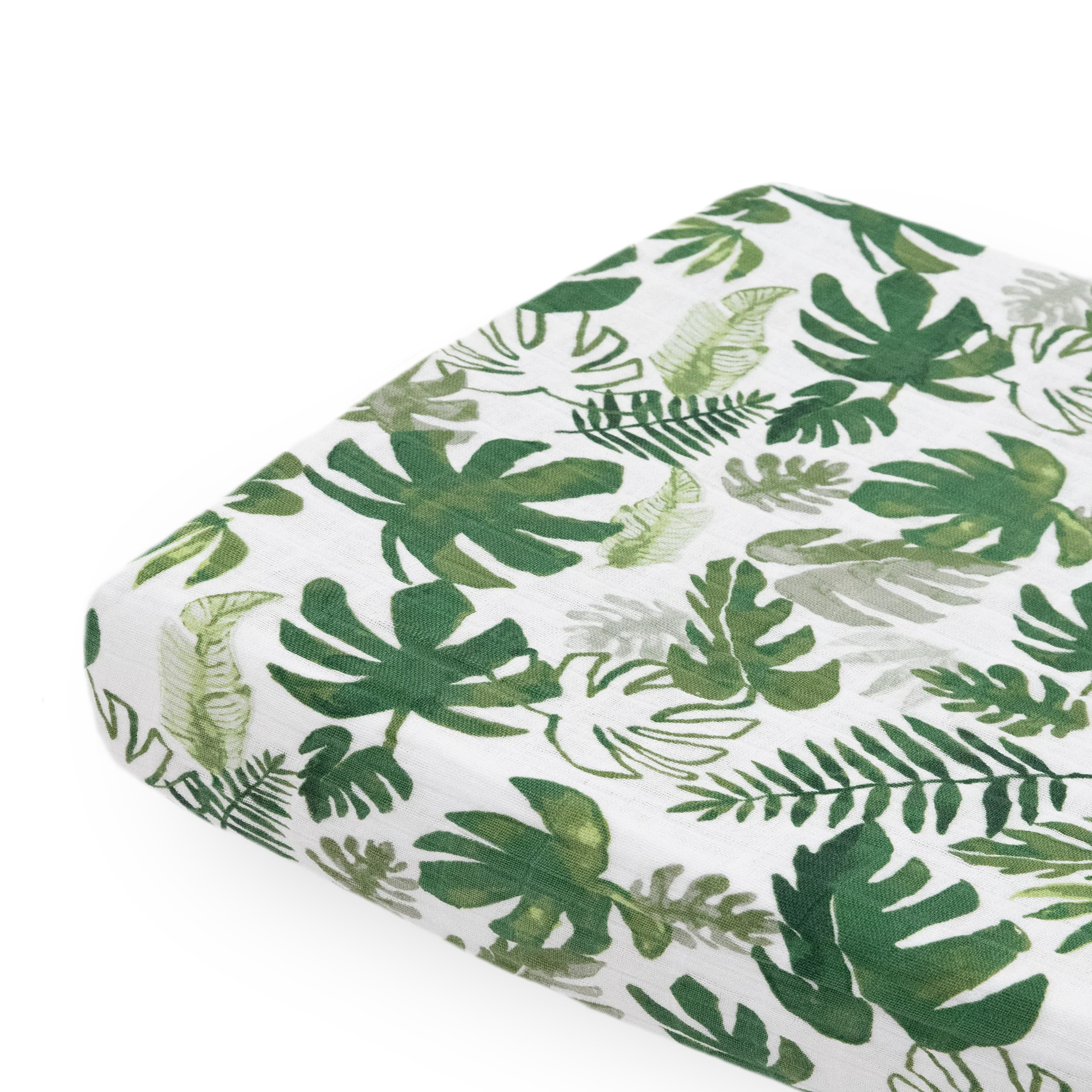 Cotton Muslin Changing Pad Cover - Tropical Leaf | Little Unicorn