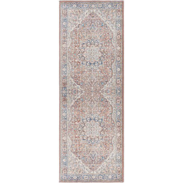 Art of Knot Kamron Blue 2 ft. 7 in. x 10 ft. Indoor Machine Washable Runner Rug - Walmart.com | Walmart (US)