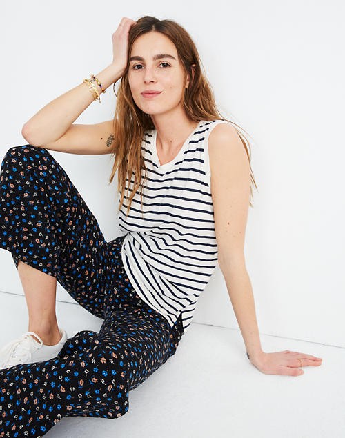 Whisper Cotton Crewneck Muscle Tank in Baker Stripe | Madewell