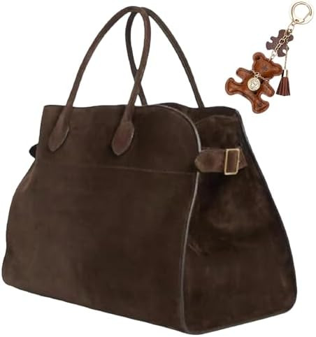 [15 in] Suede Tote Bag for Women Large Retro Top Handle Shoulder Handbag Leather Work Tote Bags f... | Amazon (US)