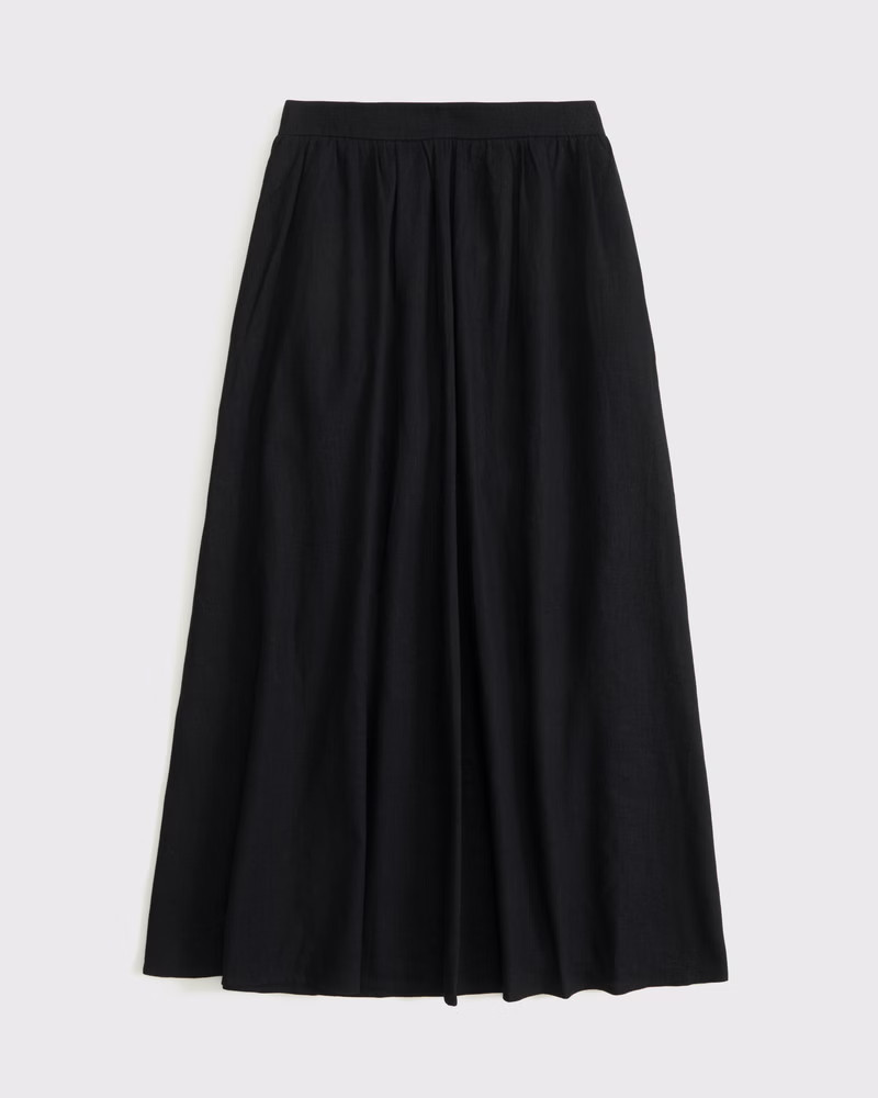 Abercrombie & Fitch Women's Linen-Blend Maxi Skirt in Black - Size XXS TALL | Abercrombie & Fitch (US)