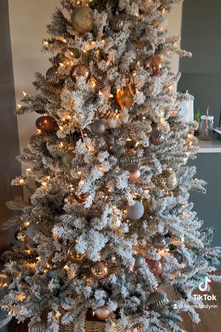 Walmart flocked tree + ornaments 🧡💚