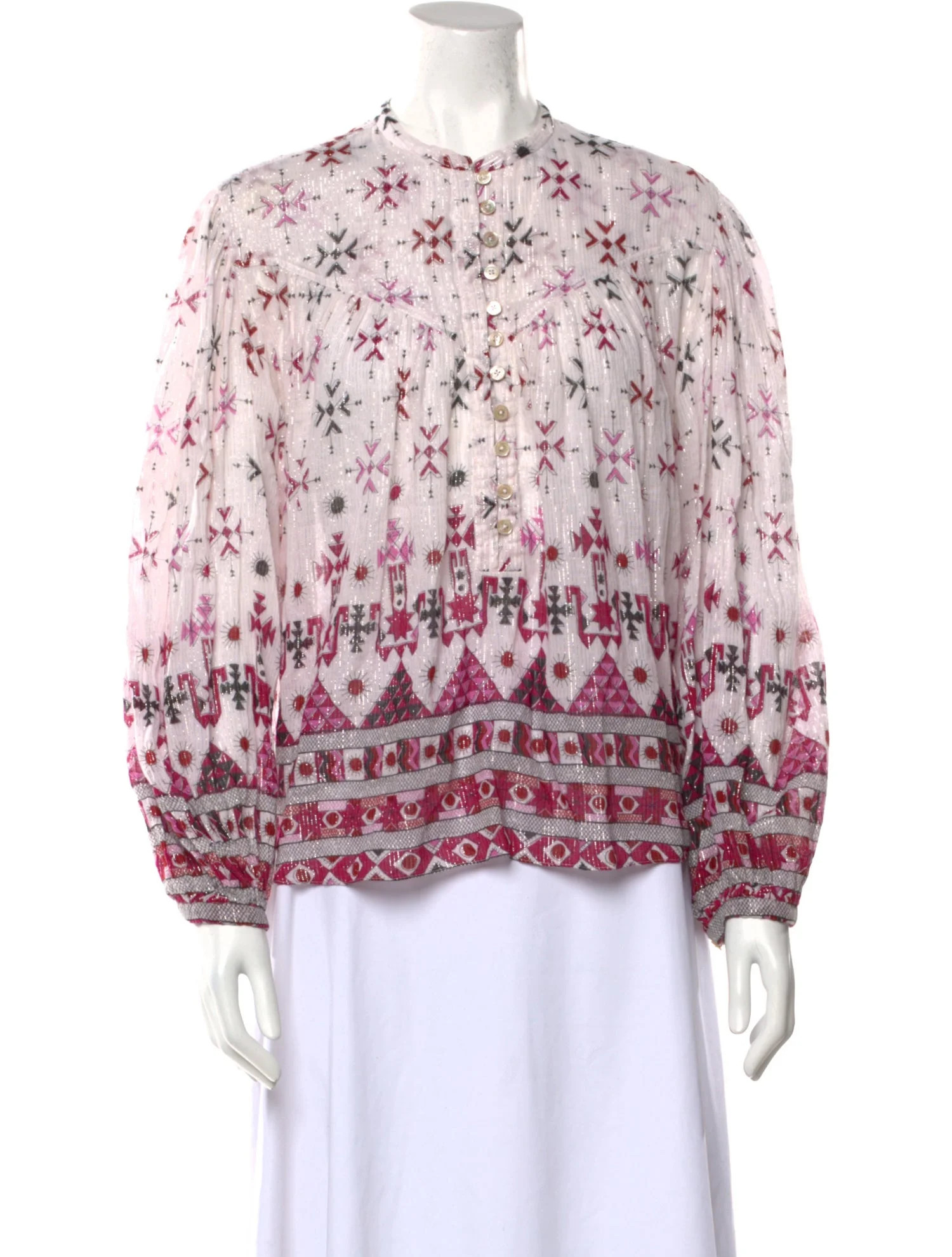 Printed Mock Neck Blouse | The RealReal