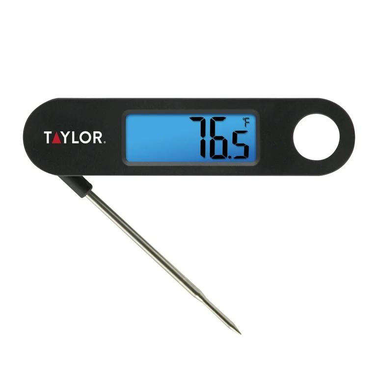 Taylor Stainless Steel Digital Folding Probe Meat Thermometer with Blue Backlight Display | Walmart (US)