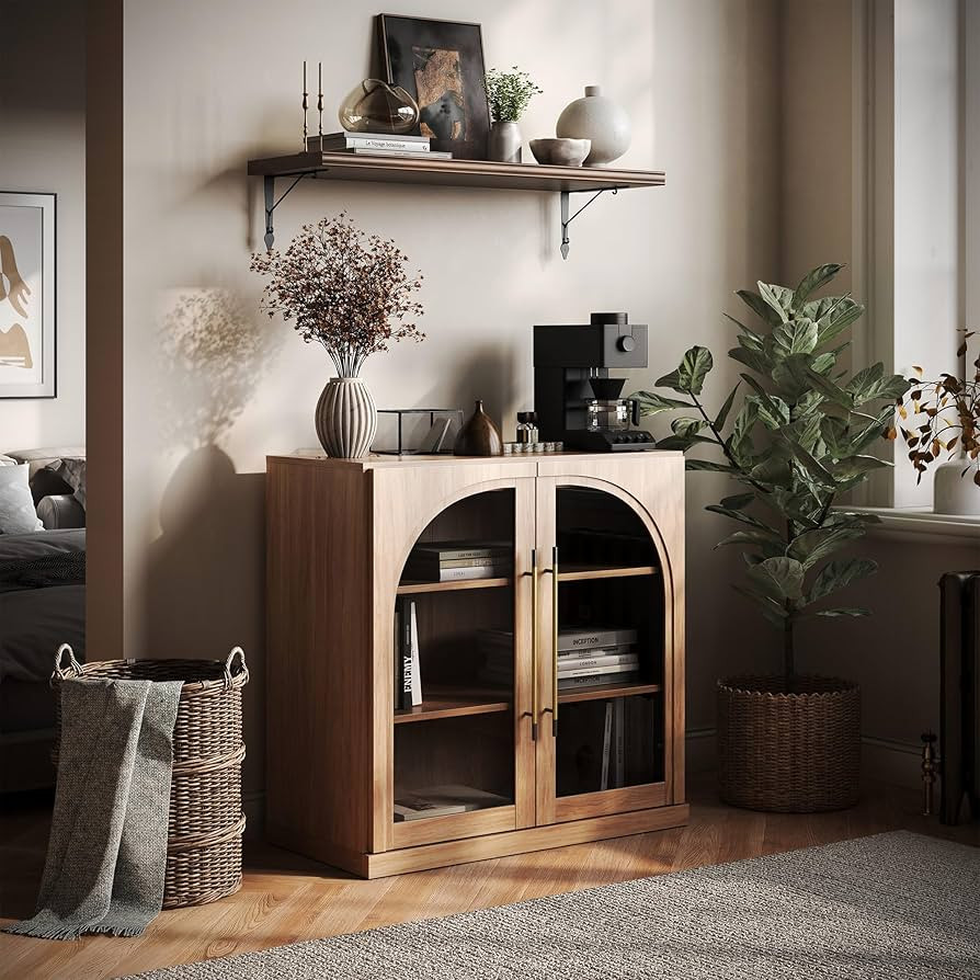 BELLEZE Modular Sideboard with Arched Glass Door, Accent Display Buffet Cabinet with Storage and ... | Amazon (US)
