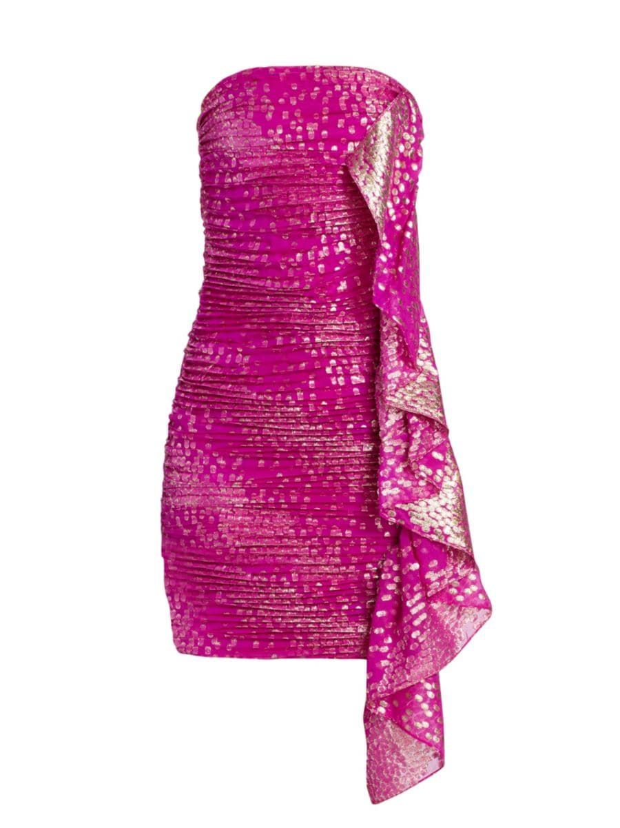 Talia Metallic Silk-Blend Minidress | Saks Fifth Avenue