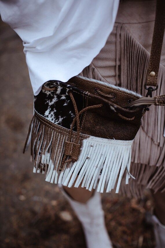 Myra Fringe Crossbody Genuine Leather and Cowhide Bag Purse | Etsy | Etsy (US)