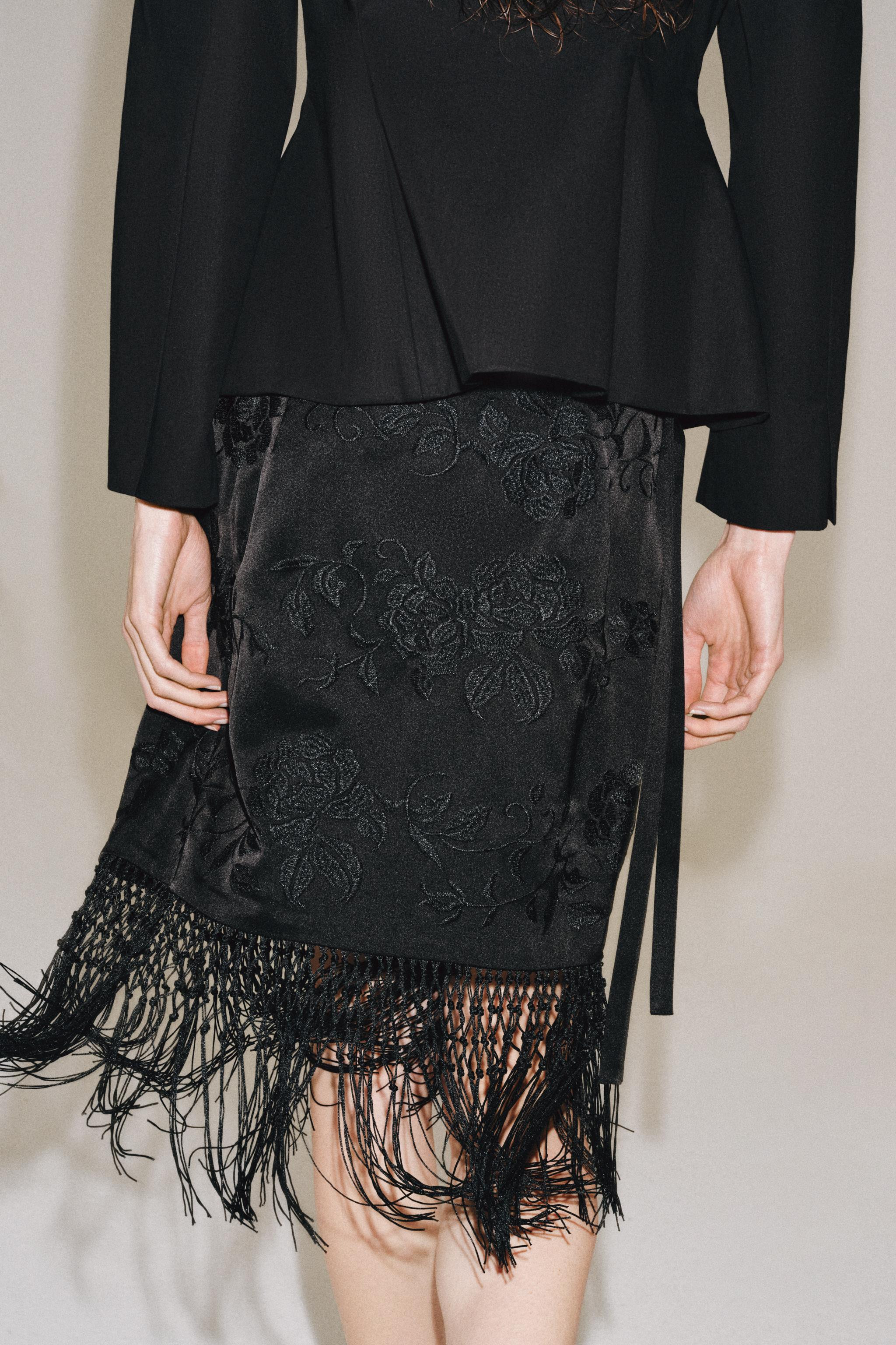 ZW COLLECTION EMBROIDERED FRINGED SKIRT | Zara UK