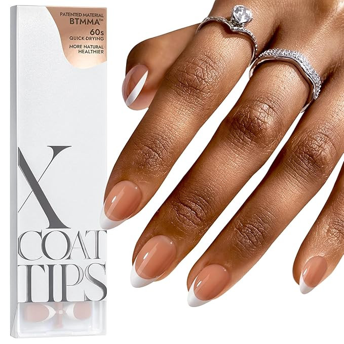 BTArtboxnails French Gel Nail Tips - French Tip Press on Nails Brown Short Almond XCOATTIPS Pre-a... | Amazon (US)