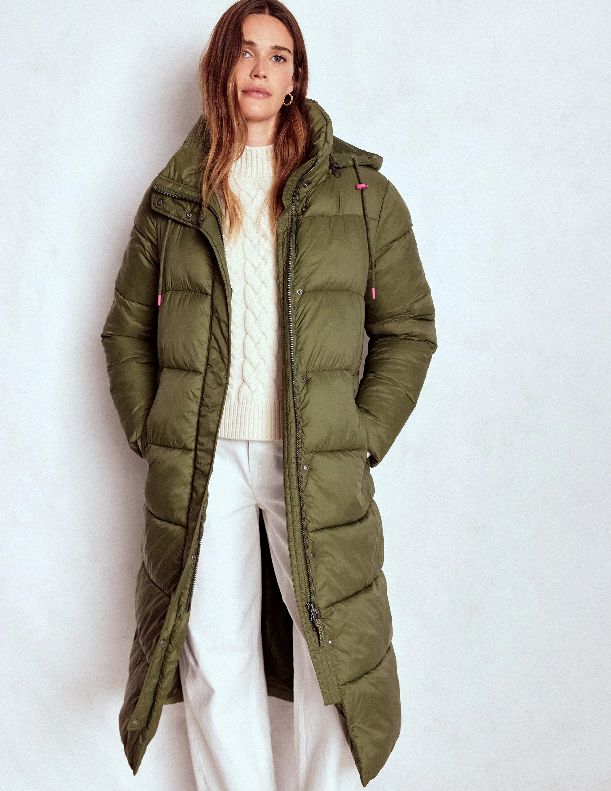 Longline Padded Coat-Woodland Green | Boden (US)
