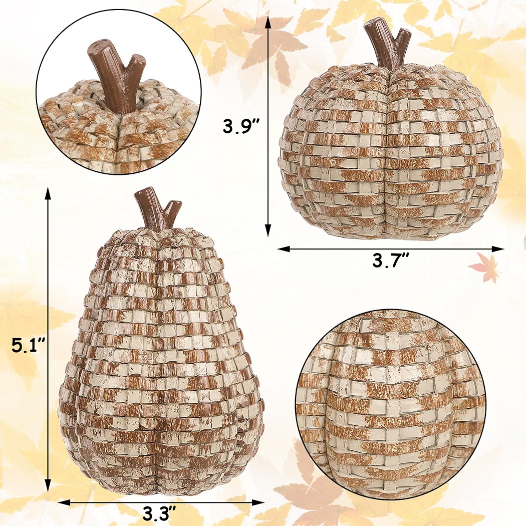 2 Pack Fall Pumpkin Decor, Woven Resin Pumpkins for Indoor Home | Amazon (US)