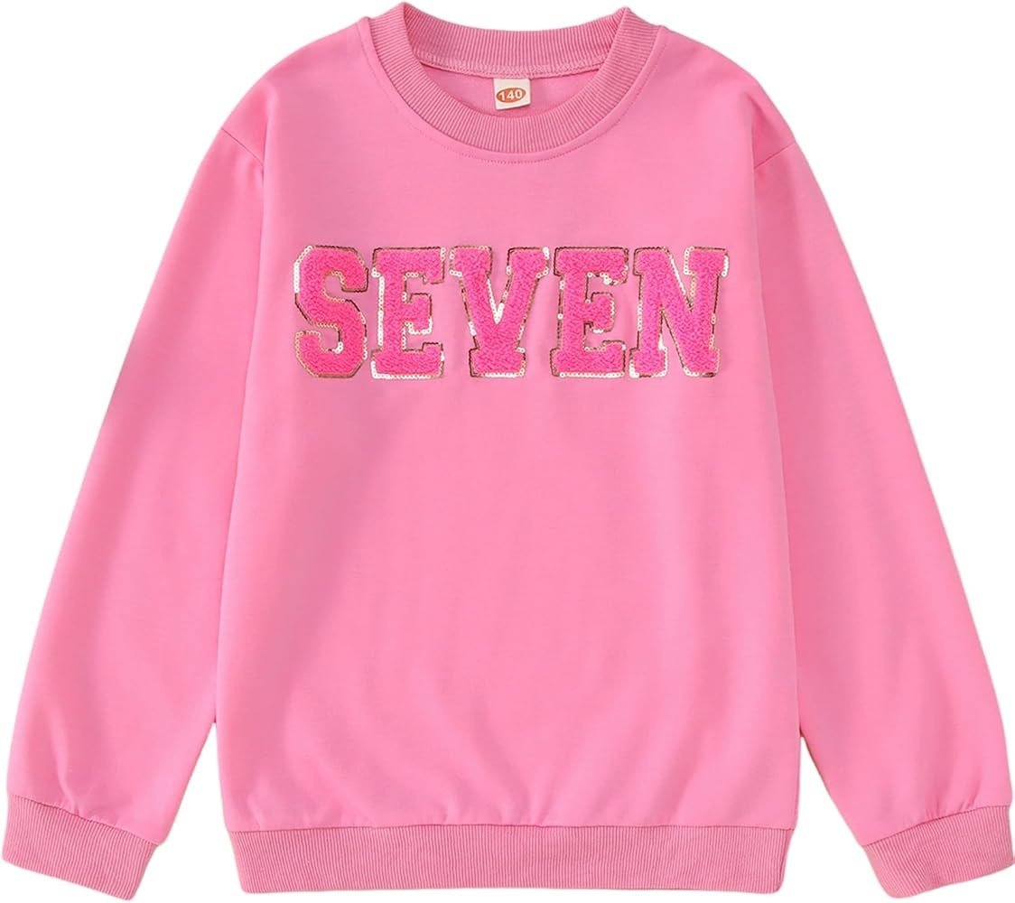 BOUTIKOME Toddler Baby Girl Birthday Sweatshirt 2nd 3rd 4th 5th 6th 7th Outfits Sequin Embroidere... | Amazon (US)