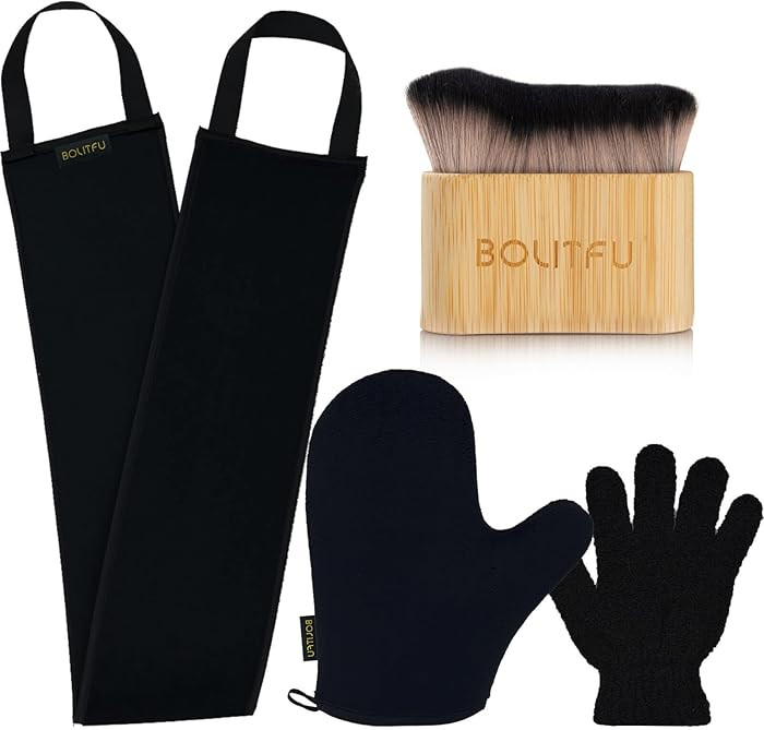 4 Pack Self Tanning Mitt Applicator Kit - 1 Self Tan Mitt, 1 Back Tanning Applicator, 1 Ultra Sof... | Amazon (US)