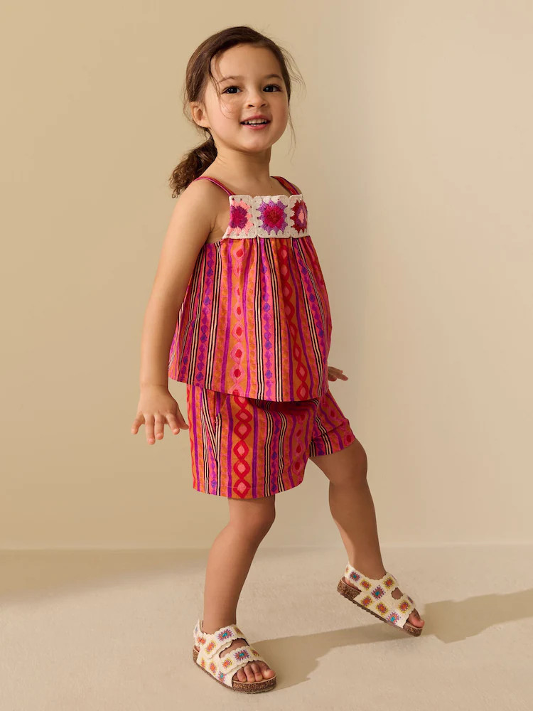 Multi Stripe Crochet Top And Short Set (3mths-7yrs) | Next US