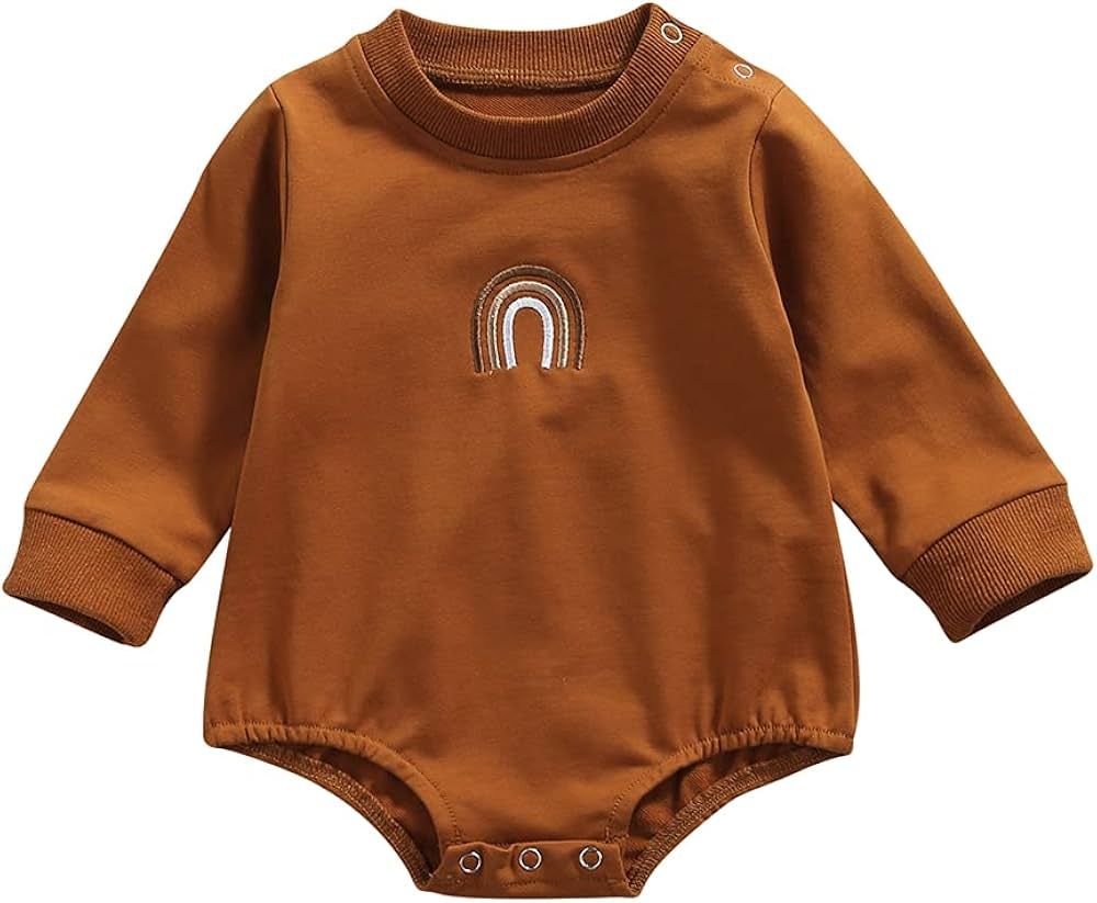Twopumpkin Baby Girl Boy Crewneck Sweatshirt Oversized Sweater Romper Fall Winter Clothes | Amazon (US)