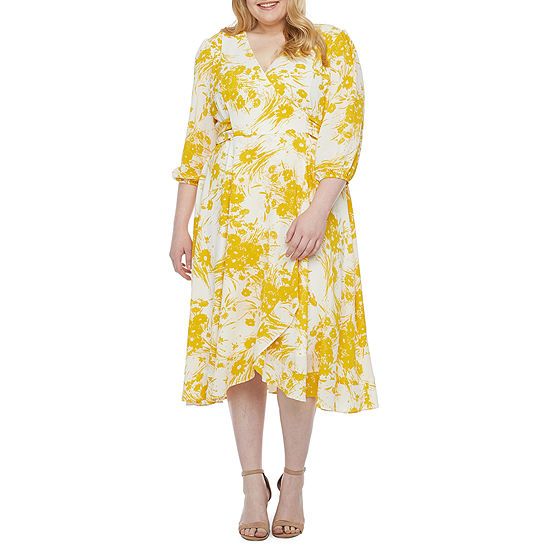 Danny & Nicole-Plus 3/4 Sleeve Floral Midi Fit & Flare Dress | JCPenney