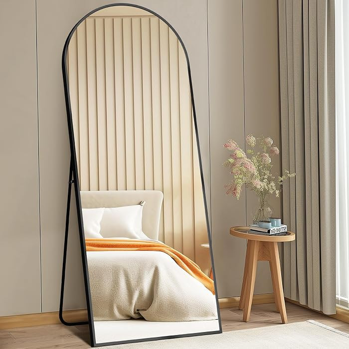 DUMOS 63"x20" Arched Full Length Mirror with Stand, Floor Body Mirror Shatter-proorf Nano Glass w... | Amazon (US)