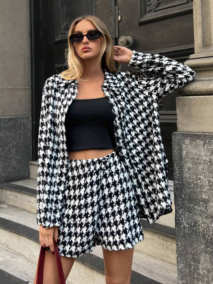 SHEIN Crowbar bedrukte mini korte rok en shirt tweedelige sets | SHEIN