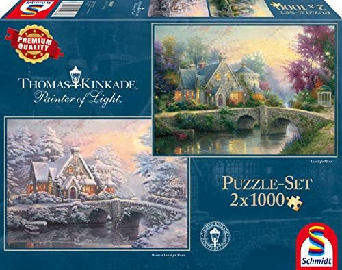 Schmidt Spiele 59468 Thomas Kinkade, Winter in Lamplight Manour, 2 x 1000 Teile Puzzle | Amazon (DE)