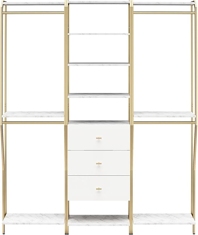 CosmoLiving by Cosmopolitan Gwyneth Closet 3 Piece Bundle- 2 Hanging Rod & 1 Drawer Unit, White M... | Amazon (US)