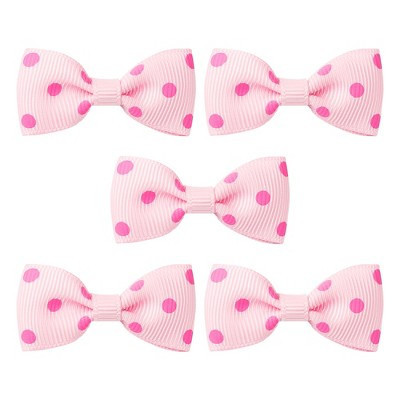 Unique Bargains Cute Dogs Cats Puppies Bows Pink Dog Hair Bows with Dots Pattern Grooming Barrette Clip Accessories 5 Pcs | Target