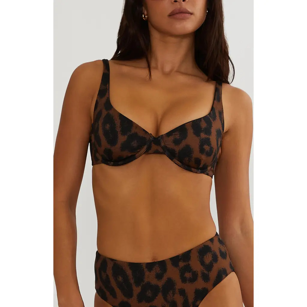 Beach Riot Lulu Underwire Bikini Top in Caramel Leopard at Nordstrom, Size Small | Nordstrom