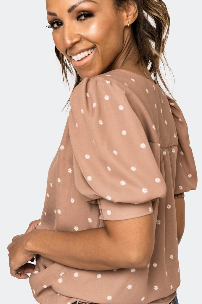 Puff Sleeve V-Neck Blouse | Gibson