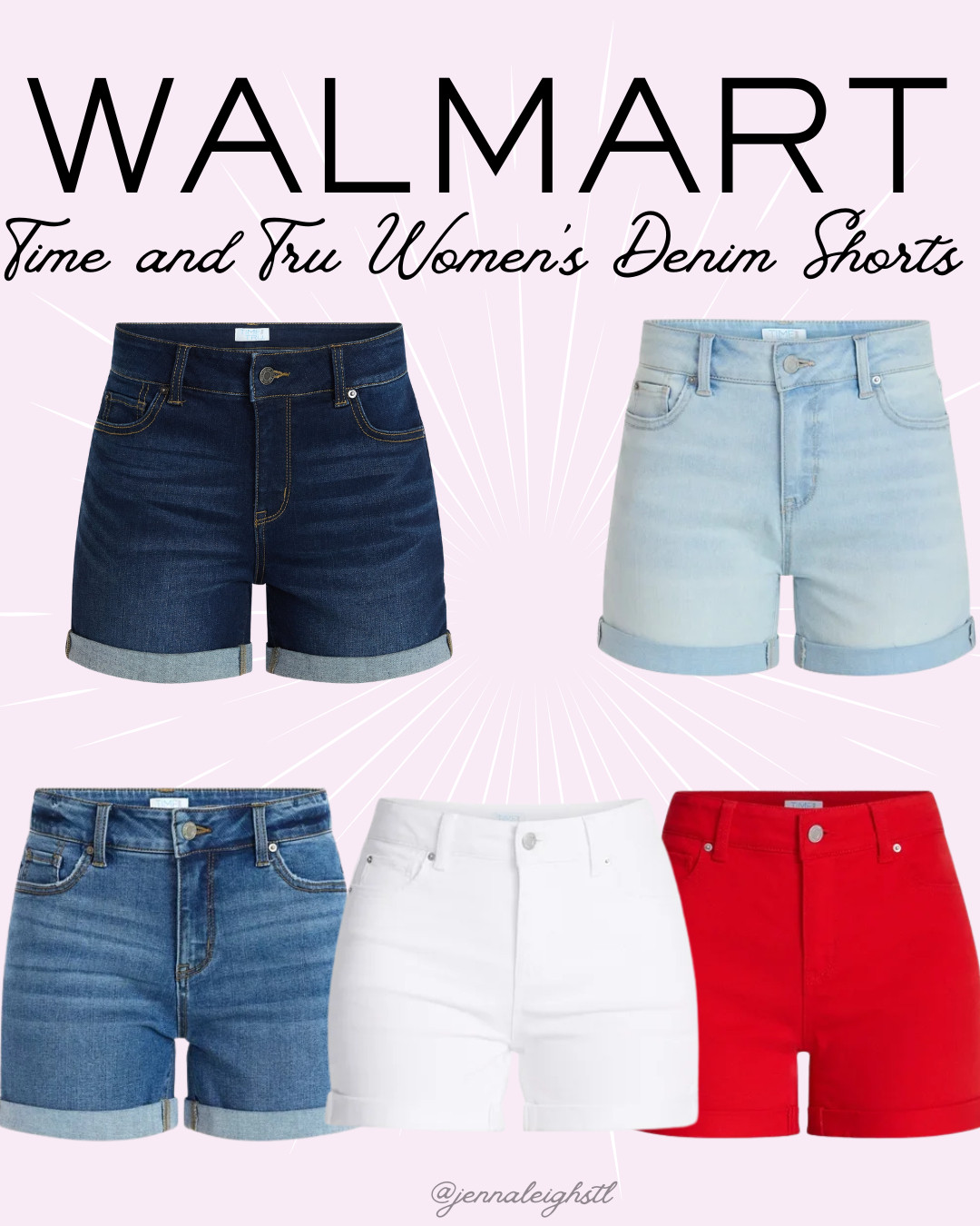 Loving all the color options in these Time and Tru mid rise roll cuff denim shorts from Walmart. They’re only $15 and the red pair is especially fun for summer and all the patriotic holidays coming up. 

 #LTKSeasonal #LTKMidsize