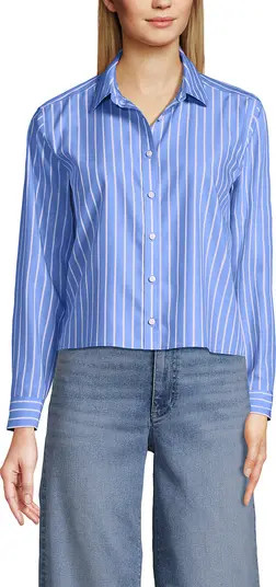 Lands' End No Iron Boxy Cropped Shirt | Nordstrom | Nordstrom