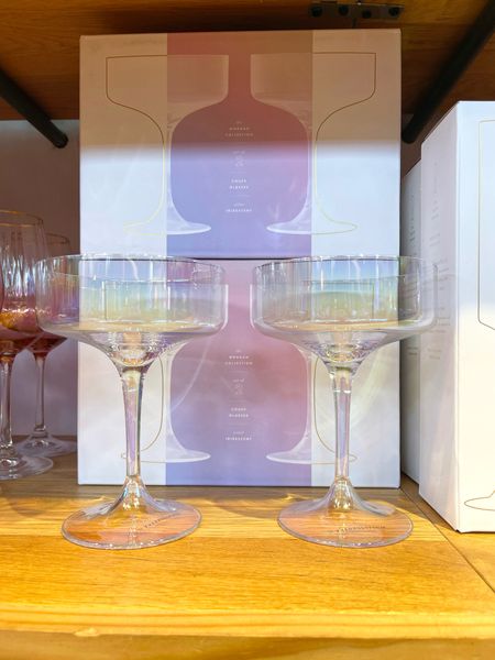 Pretty iridescent glassware! 🌈 These coupe glasses are super fun for a party celebration! 🎉 Comes in a variety of different styles. 

#LTKParties #LTKFindsUnder100 #LTKGiftGuide