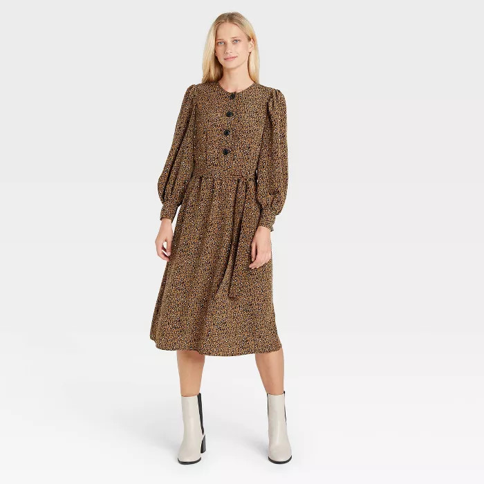 Women's Long Sleeve Bold Button Dress - Who What Wear™ | Target