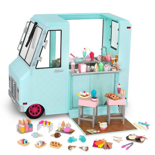 Our Generation Sweet Stop Ice Cream Truck with Electronics for 18" Dolls - Light Blue | Target