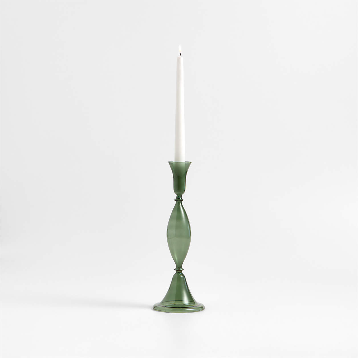 Milano Large Green Glass Taper Candle Holder 12.5" + Reviews | Crate & Barrel | Crate & Barrel