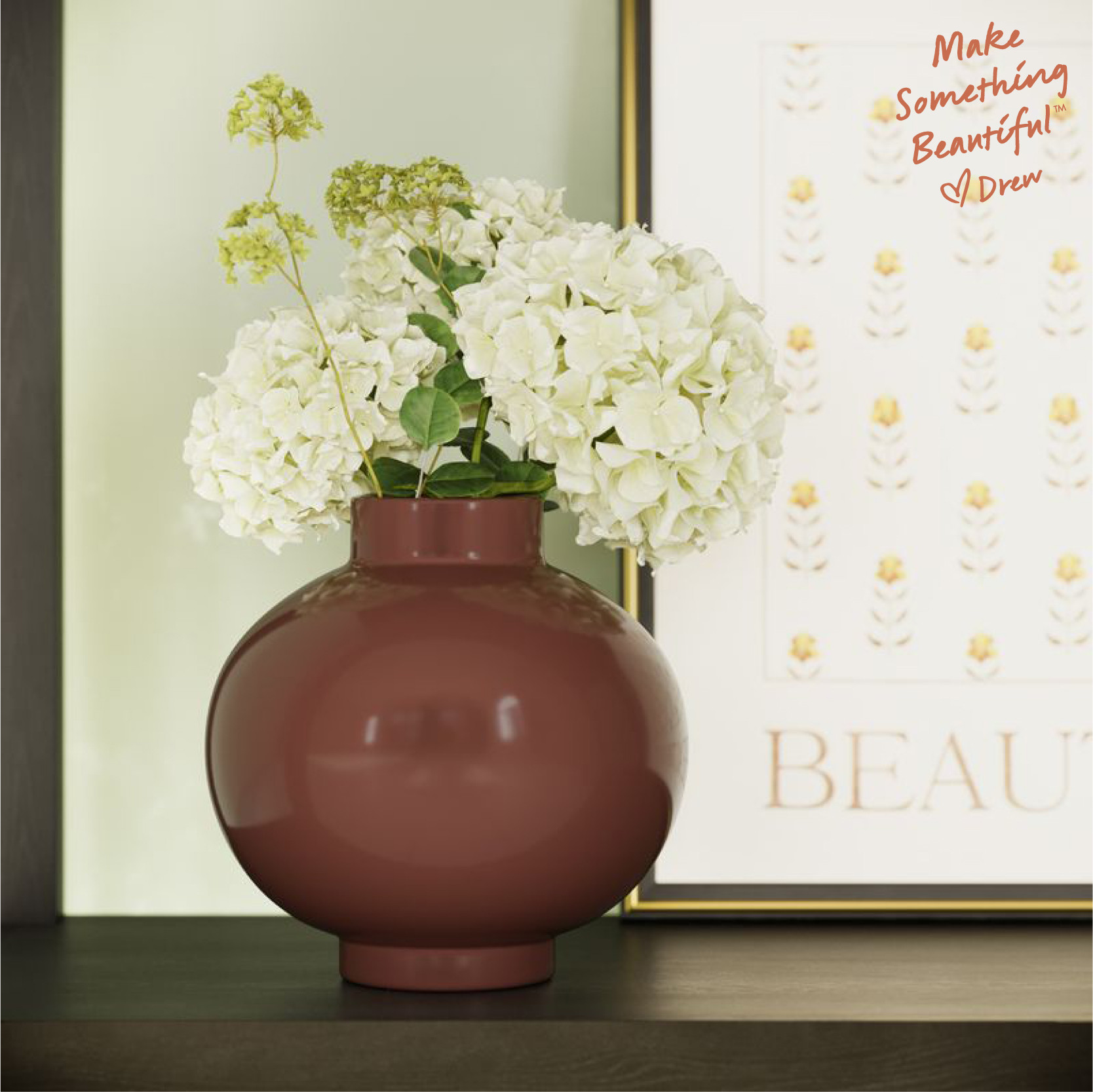 Beautiful 7.5" x 7.5" x 7.5" Cognac Ceramic Vase by Drew Barrymore | Walmart (US)