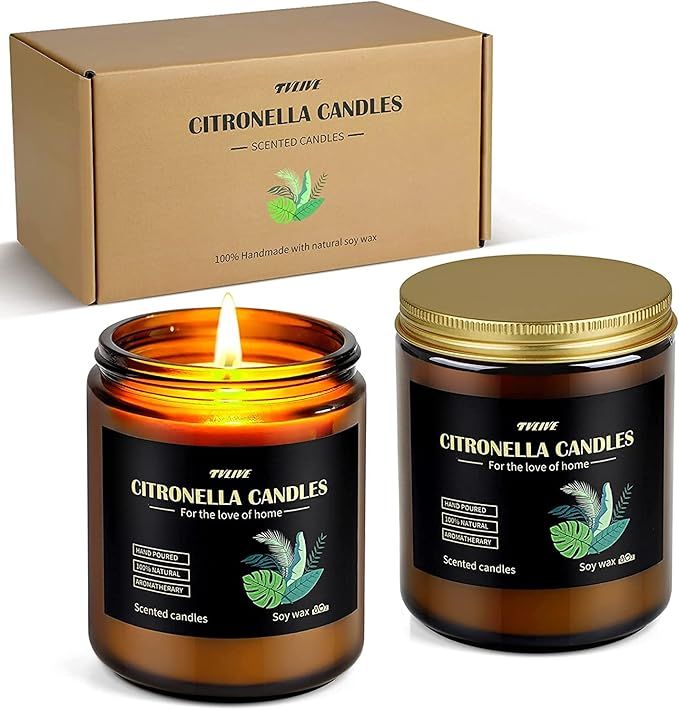 Citronella Candles Outdoor Indoor, Large Scented Jar Candles Gift Set up to 100 Hours Burning, So... | Amazon (US)