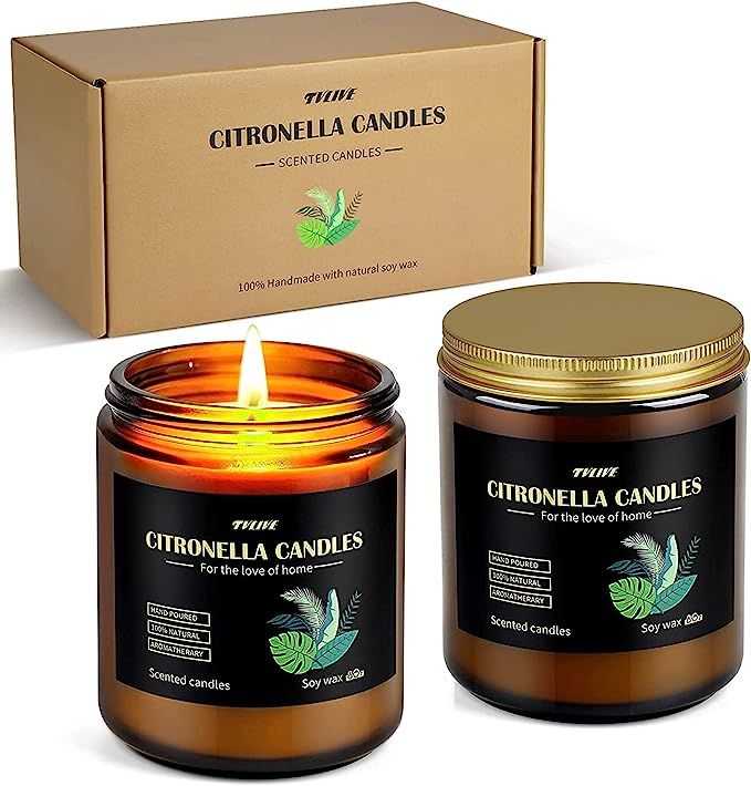 Citronella Candles Outdoor Indoor, Large Scented Jar Candles Gift Set up to 100 Hours Burning, So... | Amazon (US)