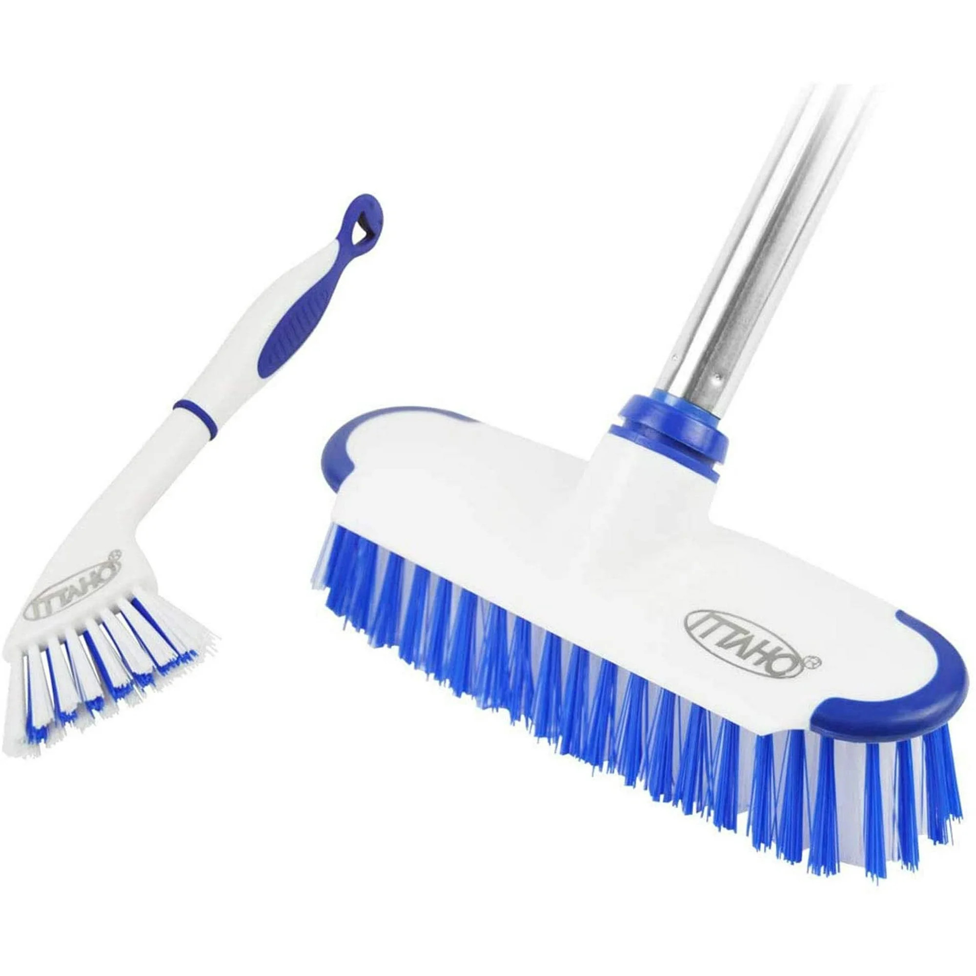 ITTAHO Floor Scrub Brush with Long Stainless Steel Handle Extension+Small Deep Cleaning Brush | Walmart (US)