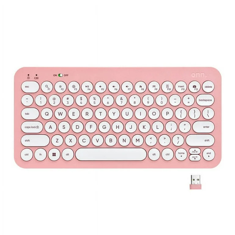 onn. Mini Compact Wireless Office Keyboard USB Receiver, 78 Keys, Pearl Blush Pink | Walmart (US)