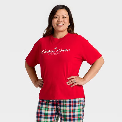 Women's "Cabin Crew" Short Sleeve Holiday Matching Family Pajama Shirt - Wondershop™ Red | Target