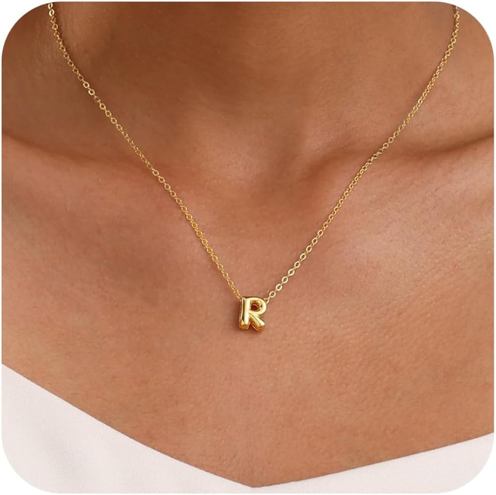 Bubble Letter Necklace Initial Necklaces for Women Name Necklace Personalized Bubble Pendant Neck... | Amazon (US)