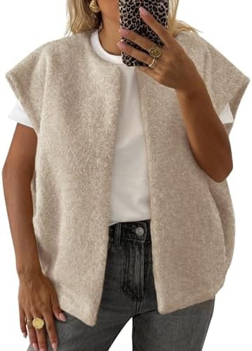 LILLUSORY Fuzzy Vests For Women Sherpa Fleece Fall Sleeveless Jackets Casual Winter Coats Trendy ... | Amazon (US)