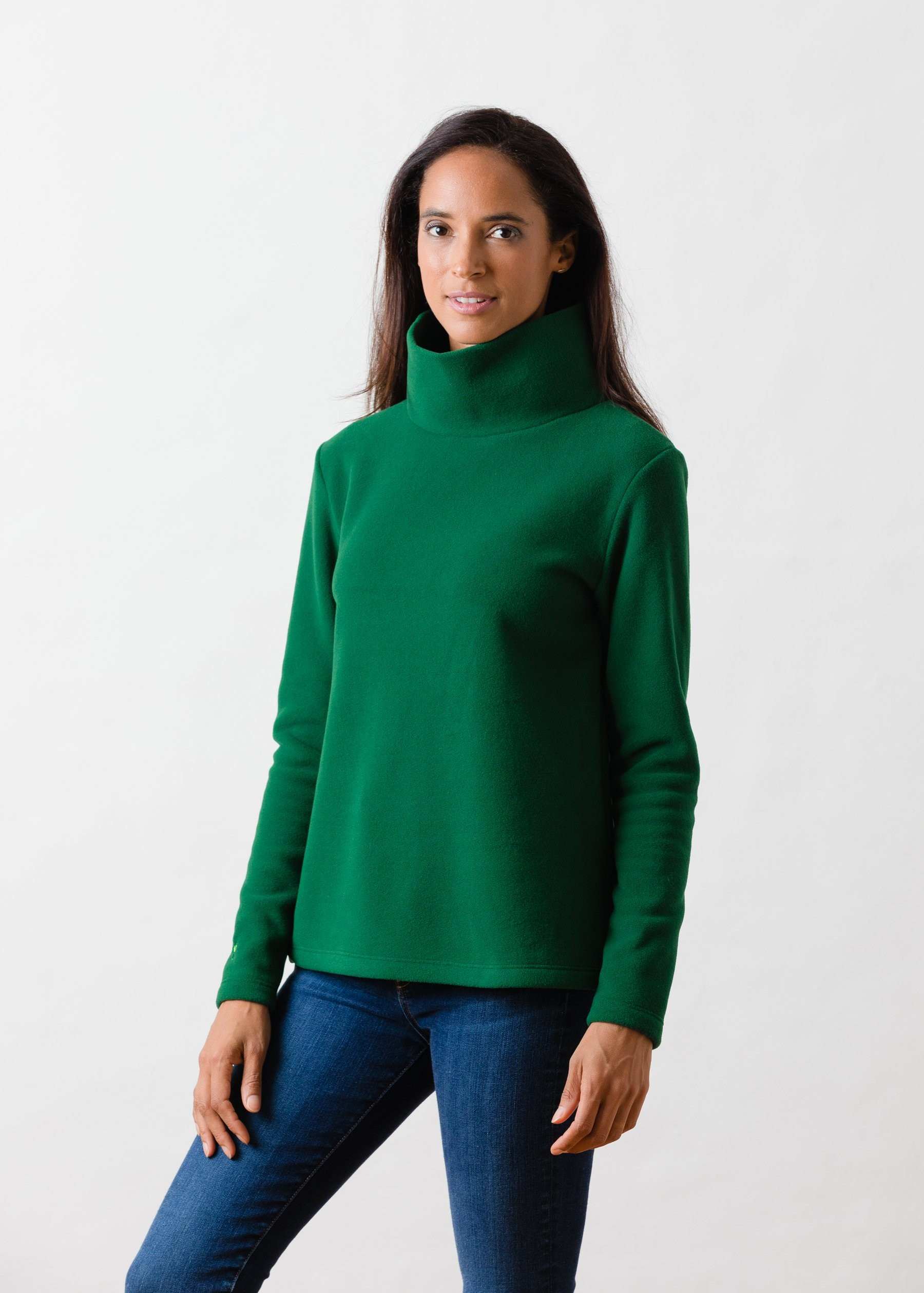 Greenpoint Turtleneck in Vello Fleece (Emerald Green) | Dudley Stephens