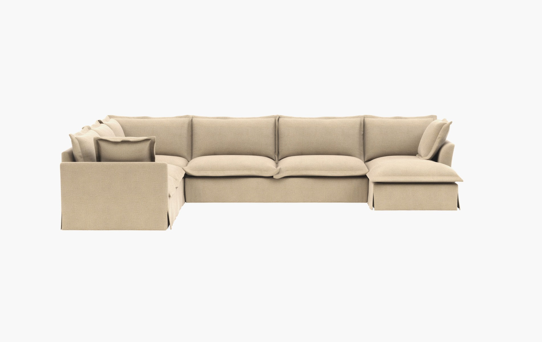 Skylar Slipcovered 4-Piece (5-Seat) Corner Sectional Sofa with  Chaise | Interior Define