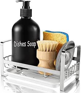 TEZZ Sponge Holder for Kitchen Sink- Stainless Steel Kitchen Storage Sink Caddy for Organizing Sp... | Amazon (US)