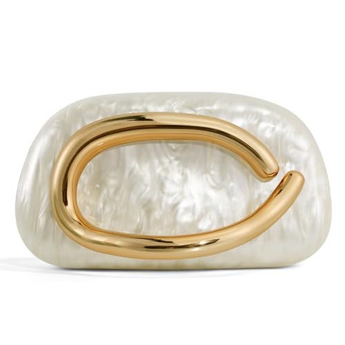 NEWROGENG Clutch Purses for Women Formal, Marble Acrylic Evening Bags with Chain, Trendy Metal Handle Purses and Handbags 2025, Marble White | Amazon (US)