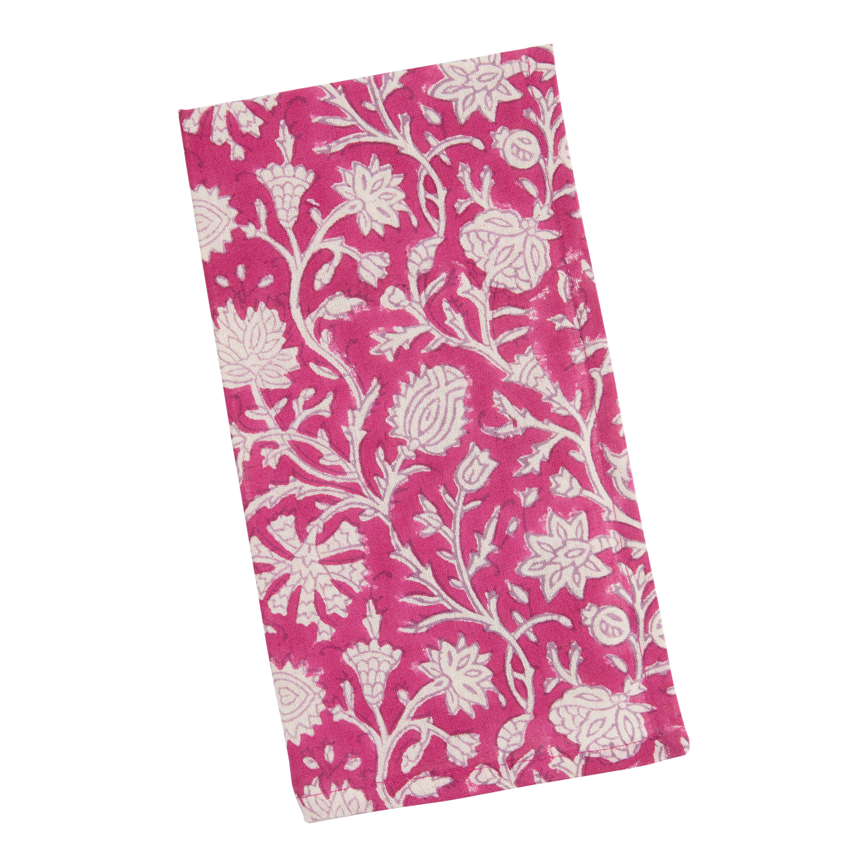 Fuchsia Garden Floral Block Print Napkin | World Market